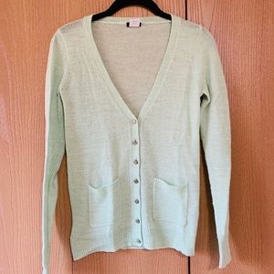 J. Crew mint green v neck button sweater XXS